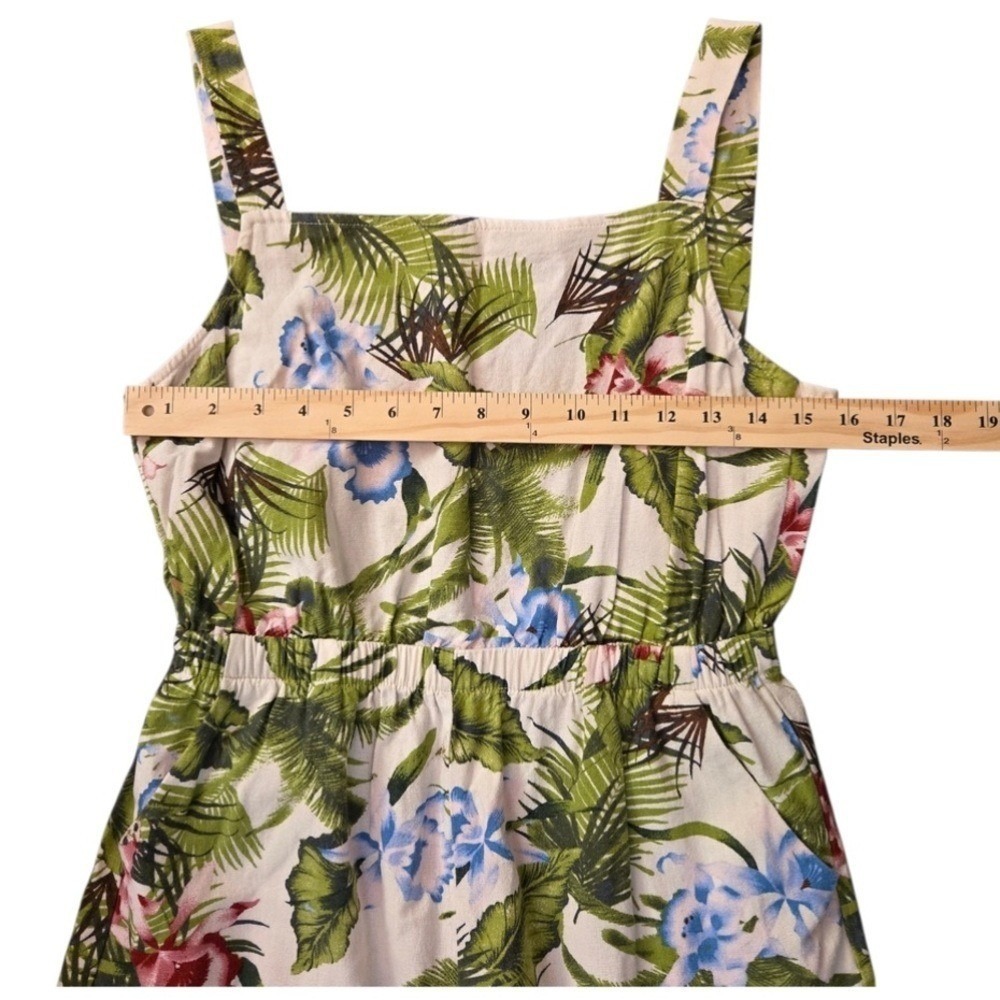 One Clothing Tropical Linen Blend Cropped Wide Leg Jumpsuit M Summer Vacation - Picture 8 of 10